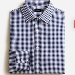 J Crew Ludlow Dress Shirt (Navy Gingham) - Size Medium TALL